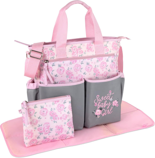 Crossbody Dinosaur Diaper Bag Tote with Changing Station for Baby Boy, 3 Piece Diaper Bag Set