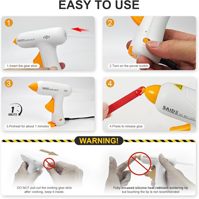 SAIDE Hot Glue Gun for Crafts Mini Glue Gun Kit Fast Heating Constant Temp 20W
