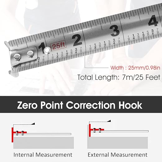 4PCS Tape Measure 25Ft/7.5M Double Side Scale Metric/Imperial Mesuring Tape |