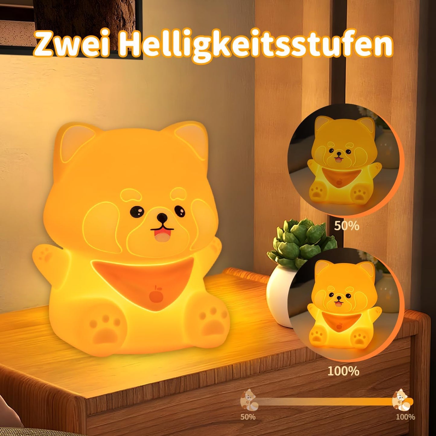 Cute Red Panda Lamp, LED Squishy Animal Night Light for Kids Sleep, Breastfeeding Nursery Nightlight for Room Decor, Rechargeable Bedside Touch Silicone Lamp, Unique Dorm Decor Gift Toy