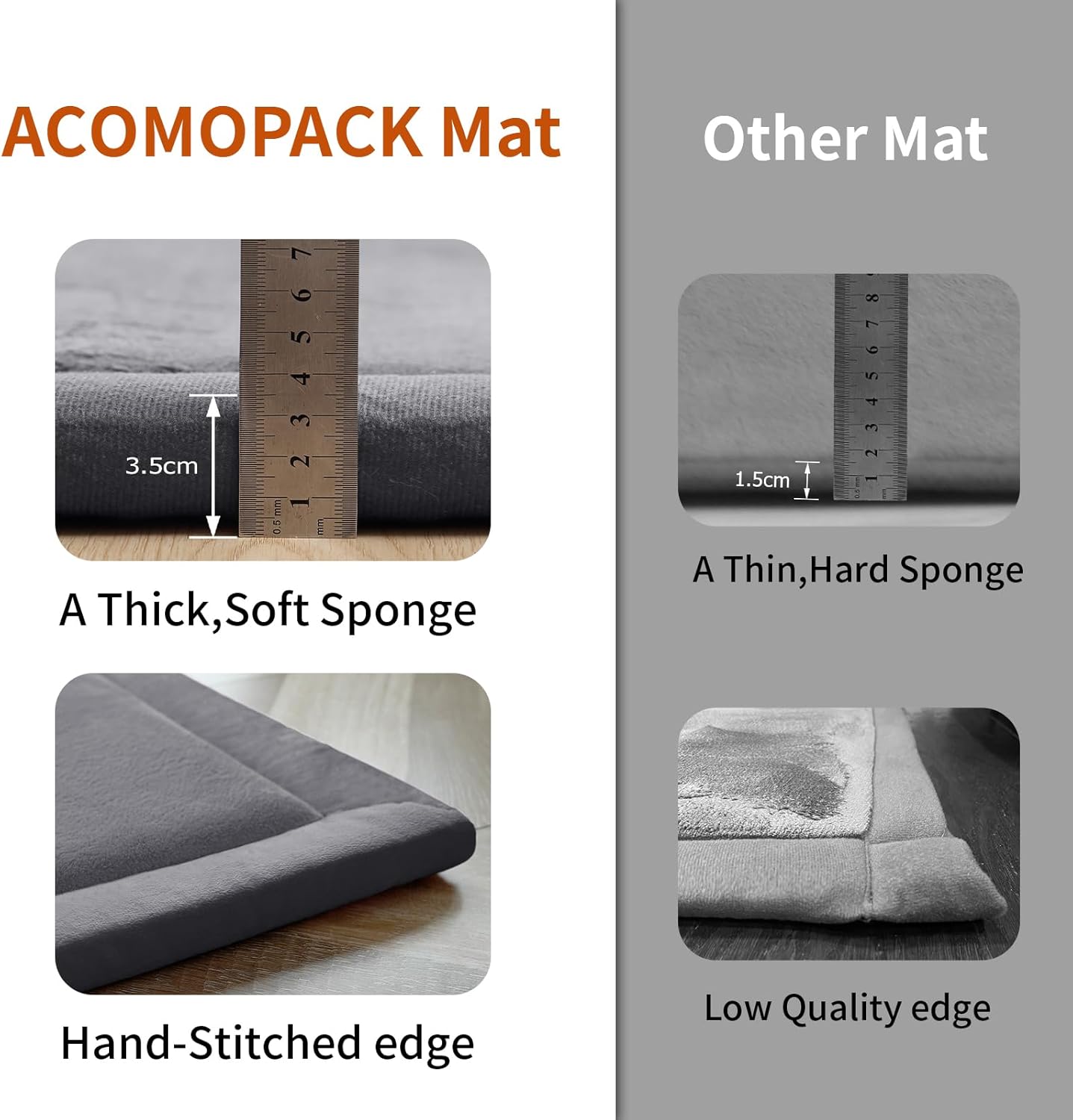ACOMOPACK Baby Play Mat Area Rug for Living Room 1.3" Thick Memory Foam 59"×71" Dark Grey- Non-Slip Bottom for Kid, Toddler, Tummy Time Crawling Mat for Floor, Soft Velvet Nursery Rugs, Yoga
