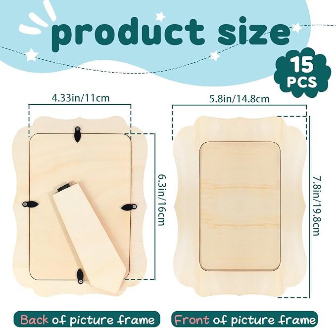 VOKOY 15 Pack Wooden Picture Frames