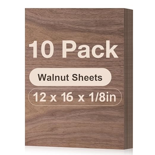 Rowood 10 Pack Walnut Plywood 1/8, 3mm Thick Unfinished Wood