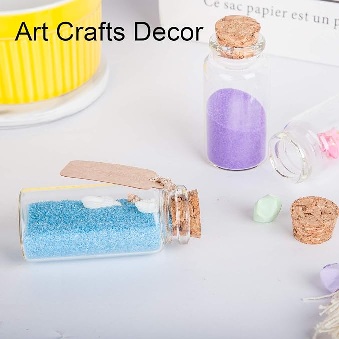 64PCS Cork Stoppers Glass Bottles, DIY Decoration Small Tiny Glass Jars Favors
