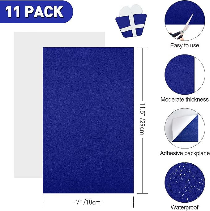 NACHLYNN 11Pcs Self Adhesive Felt Fabric Sheets 7"x11.5" /18x29cm Sticky Back