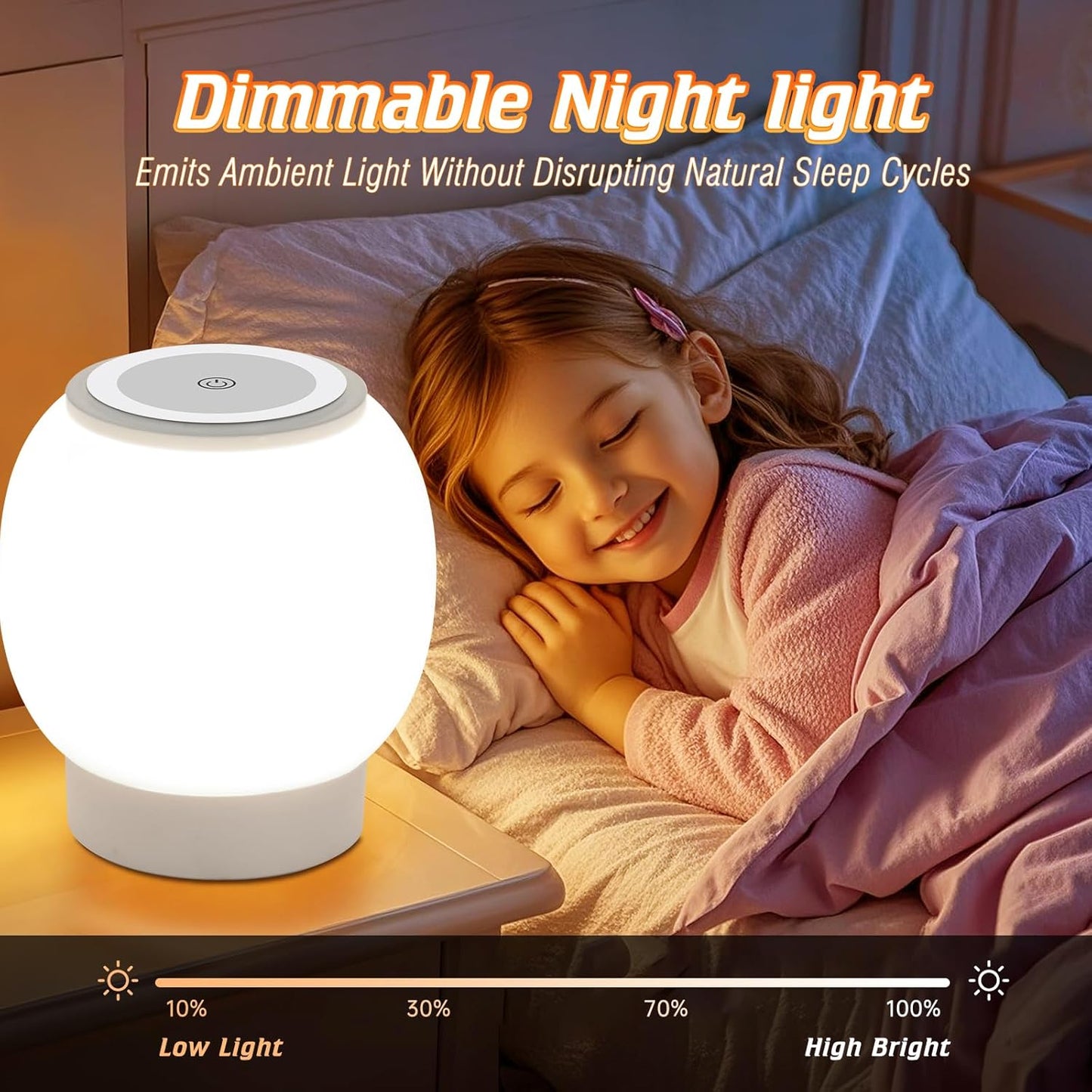 Baby Night Light, Nursery Night Lamp for Breastfeeding, Touch Night Lamp, Eye Caring, 3 color temperatures Stepless Dimming, Rechargeable Baby Night Light for Kids,8000mAh ultra large battery capacity