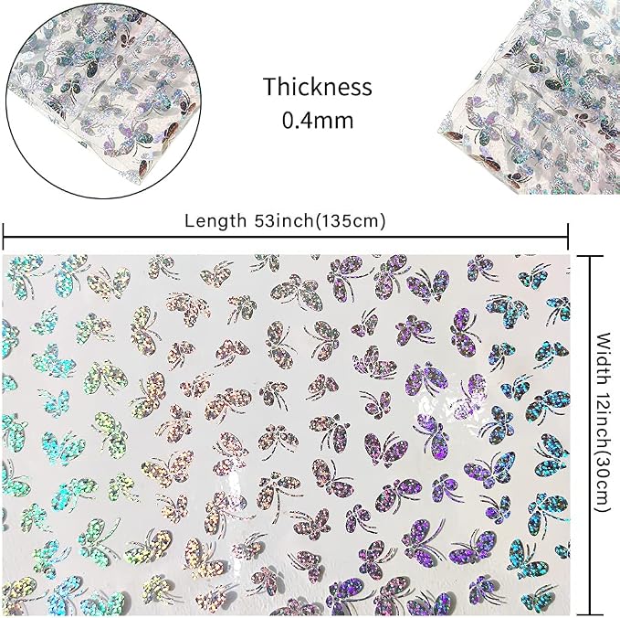 HYANG Transparent Butterfly PVC Super Clear Holographic Vinyl Faux Leather