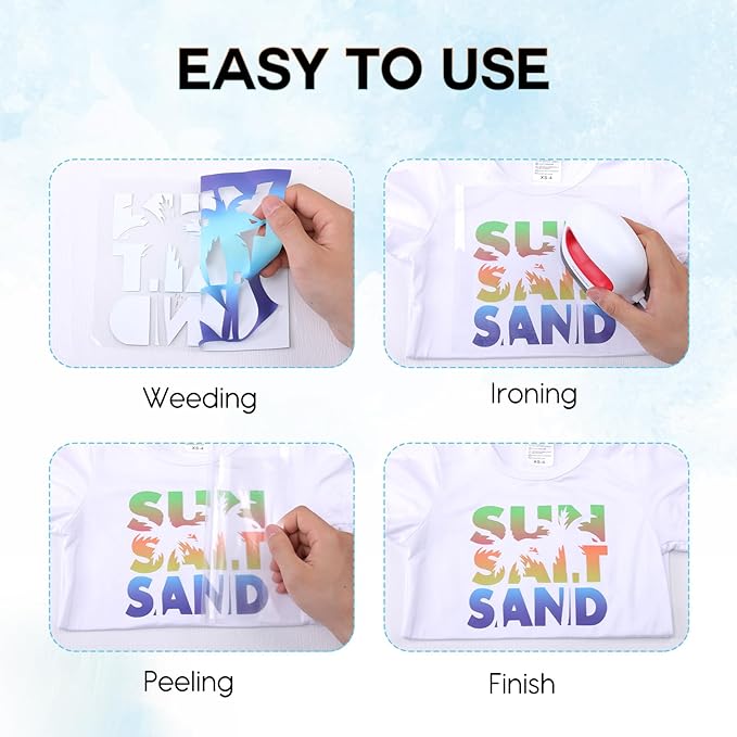 Tintnut Blue Gradient Heat Transfer Vinyl, PU HTV Sheets, easy cut & weed