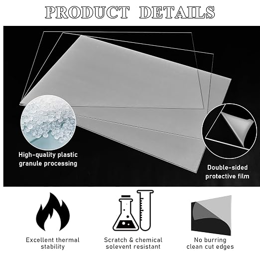 Roowest 2 Pcs 24 x 36 Inch, 1/2 Inch Thick Clear Acrylic Sheets Plastic