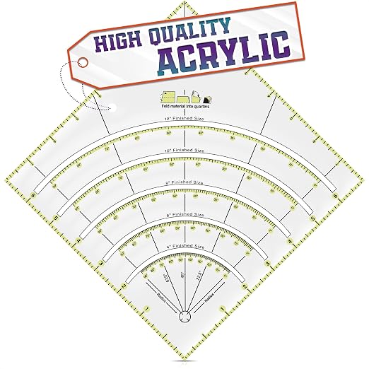 8.1 x 8.1 Inch Precision Slotted Quilting Ruler – 1/8" Grid Lines Transparent