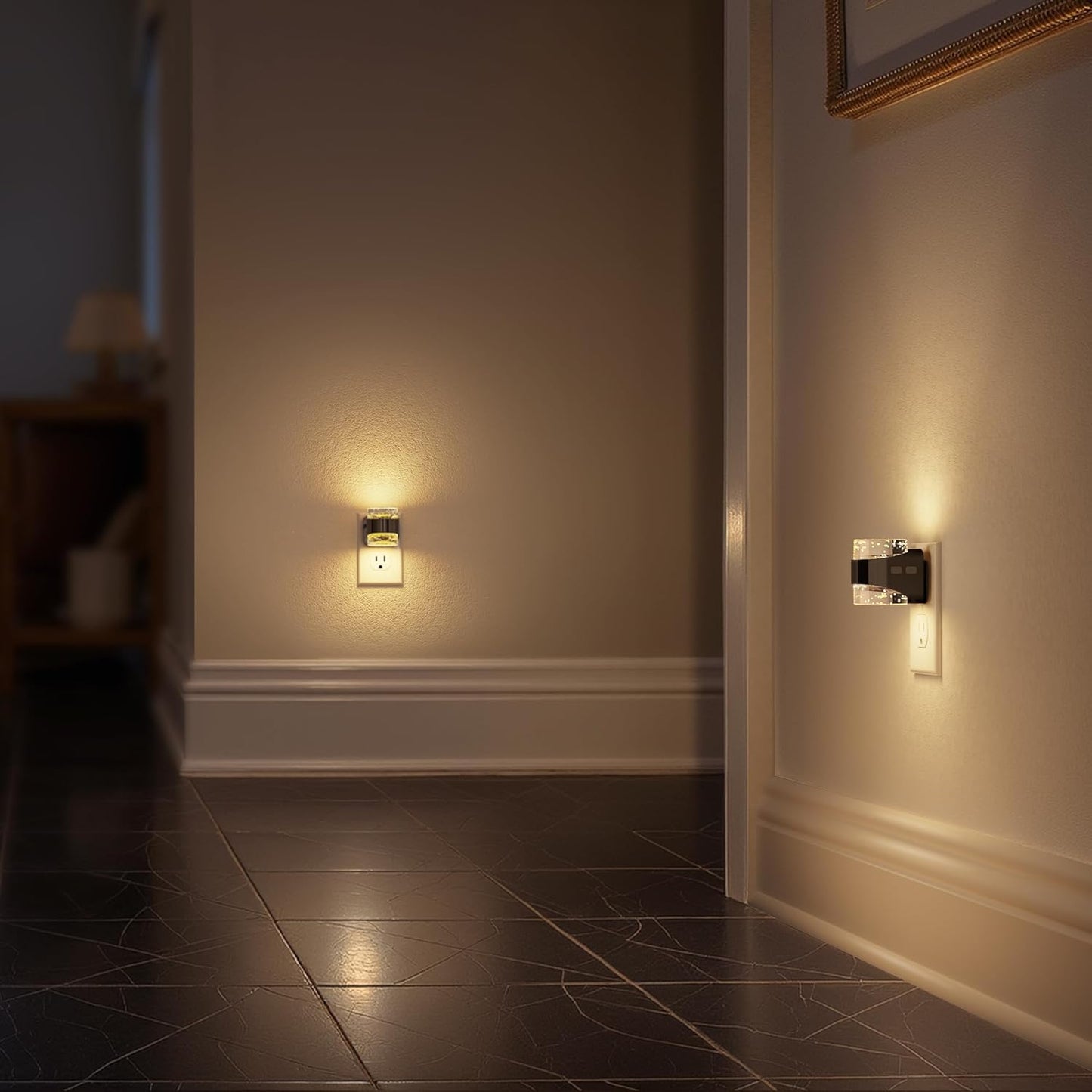 Briignite LED Night Light Plug into Wall[2 Pack], Dimmable Night Light with Bubble Design 3000K Warm & 5 Brightness Levels, Dusk to Dawn Sensor Nightlights for Nursery, Hallway, Bathroom, Kids Room