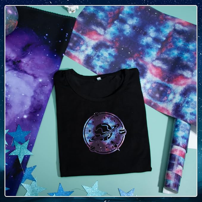 Tintnut Dark Purple Galaxy Glow in the Dark HTV Vinyl, stretch washable
