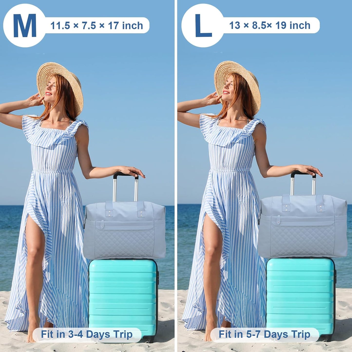 Travel Duffle Bag, Waterproof Weekender Overnight Hospital Bags for Women Men with Toiletry Bag Lightweight Carry on Personal Item Duffle Gym Bag for Travel, Airplanes, Sports