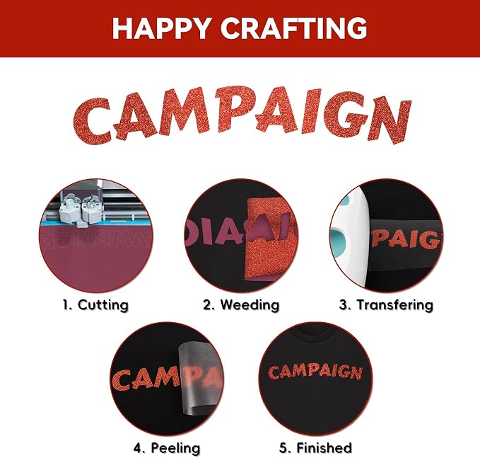 Aoder Red Glitter HTV Heat Transfer Vinyl