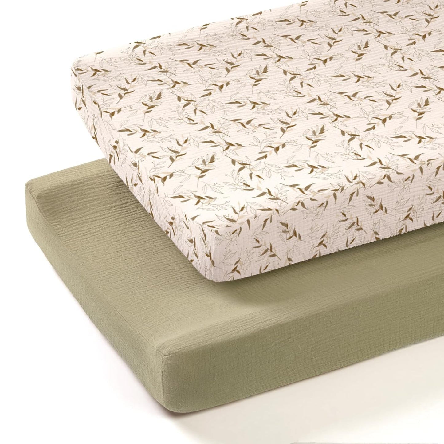lulumoon Muslin Changing Pad Cover: 2-Pack Soft Breathable Cotton Boho Neutral Print for Baby Girls Boys - Nursery & Baby Shower