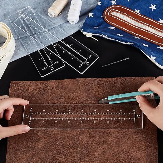 PH PandaHall 6pcs 3 Sizes Zipper Making Template Set, Acrylic Zip Pocket