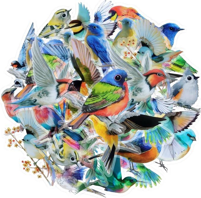 Imeepa 40Pcs Bird Stickers Transparent Scrapbooking Stickers | PET Vintage Bird