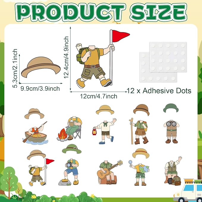 60pcs Camping Theme DIY Cutouts Camper Bulletin Board Decoration Set Camping