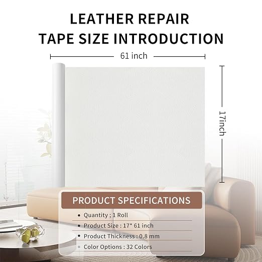 Leather Repair Patch Tape, Car Seat, Vinyl Leather Repair Kit