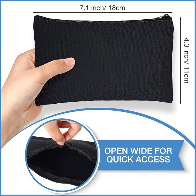 Reginary 80 Pack Canvas Zipper Makeup Bags Bulk Pencil Pouches Blank DIY Craft