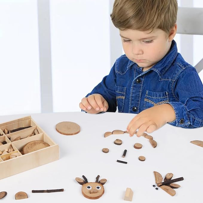 Candywood Wooden Unfinished Craft Kits Toy, Unfinished Natural Wood Slices