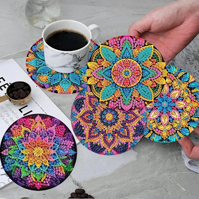 ijbnhd 8 Pcs Mandala Diamond Art Coasters Kits