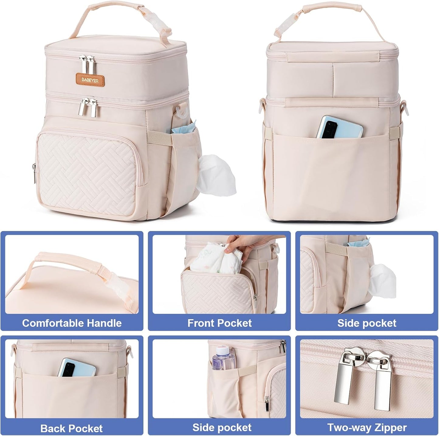 Breastmilk Cooler Bag with Ice Pack Fits 6 Baby Bottles Up to 9 Ounce