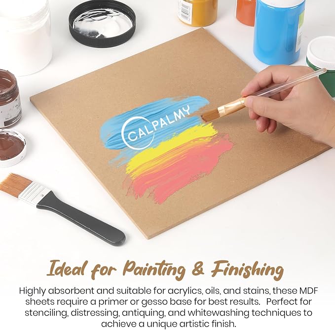 CALPALMY 24-Pack MDF Board 1/8 Inch Thick 12" x 12" Unfinished Wood Panels