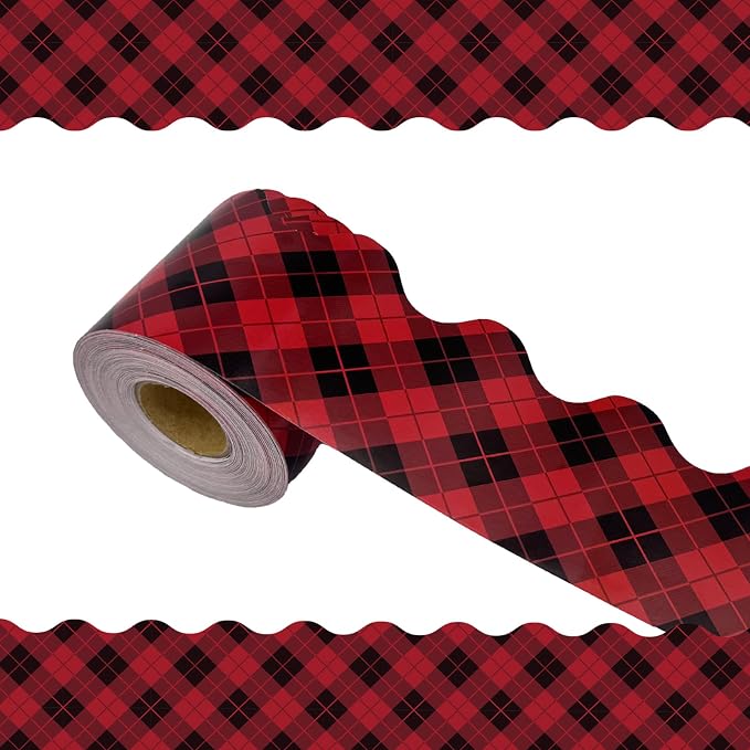 69 Ft Valentine's Day Bulletin Board Borders, Buffalo Plaid Bulletin Board