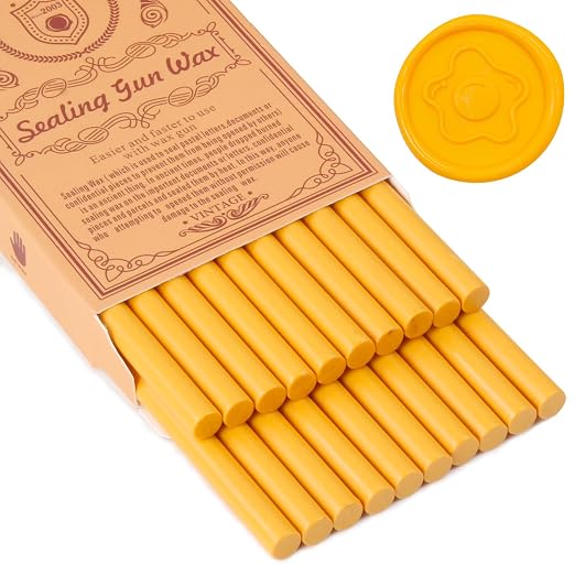 Yellow Sealing Wax Sticks, WASOHLING 20Pcs Glue Gun Wax Seal Sticks