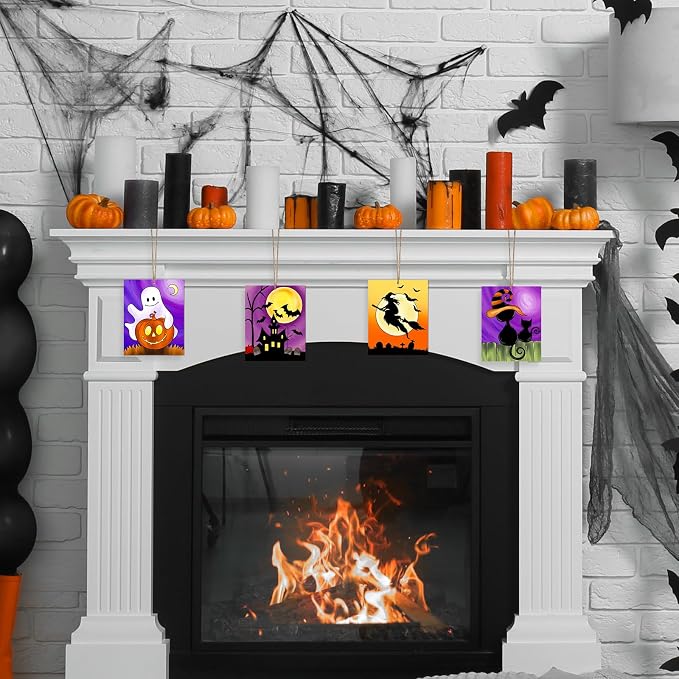 COCHIE 10PCS Large Halloween Unfinished Wood Crafts to Paint