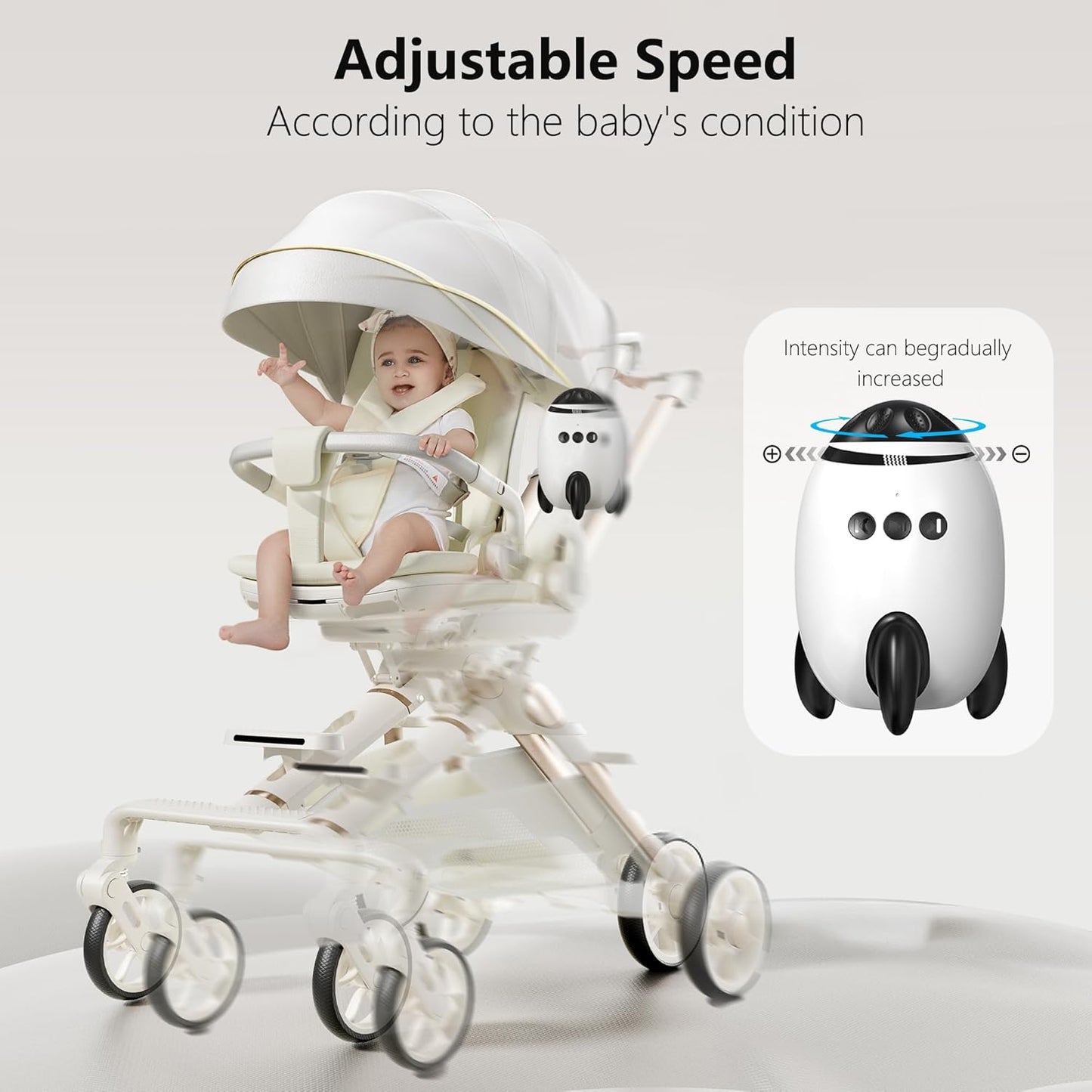QNHMPW Baby Rocker, Baby Vibrating Soother Gently Rocks Any Stroller or Pram, White Noise Sound Machine Baby with 11 Sounds, Adjustable Speed, Baby Sleep Aid Newborn Essentials Must Haves Gifts
