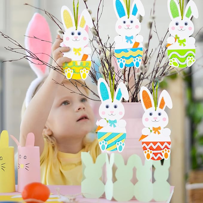 Fennoral 12 Pack Bunny Craft for Kids Make You Own Rabbit Foam Stickers
