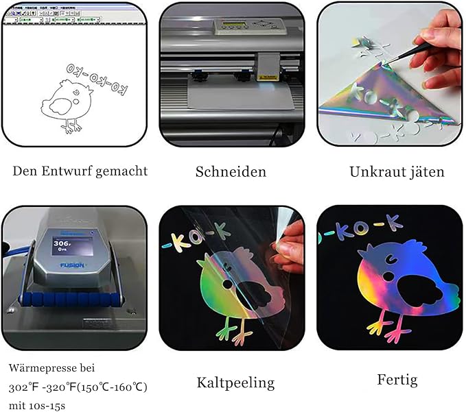 Holographic Heat Transfer Vinyl 12IN x 6FT Rainbow HTV Iron on Vinyl