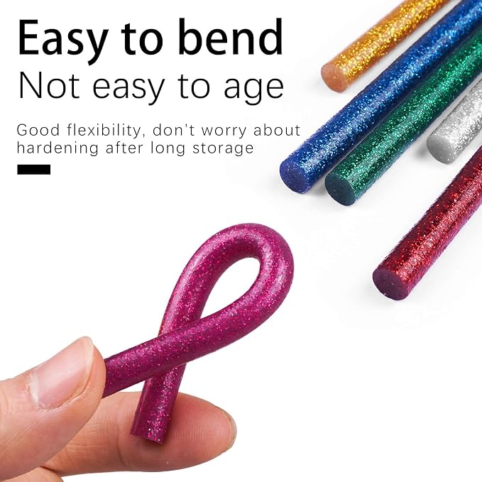 Gwybkq Mini Glitter Hot Glue Sticks 14 Colored