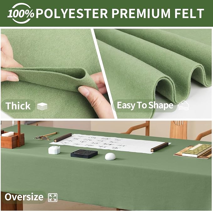 Sage Green Felt Fabric Sheet 36" X 36", 1.4mm Thick Large Soft Durable Flexible