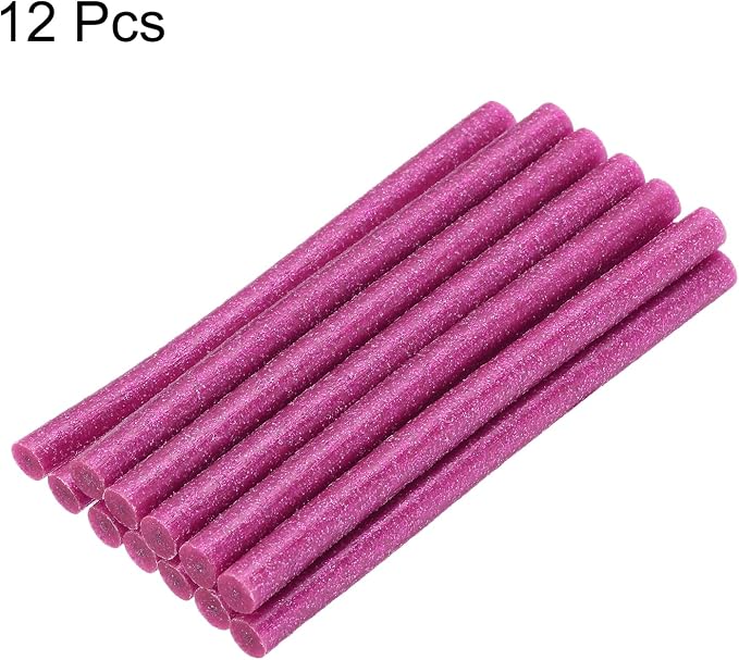 uxcell Mini Hot Glue Sticks for Glue Gun 7mm x 100mm Glitter Rose 12pcs