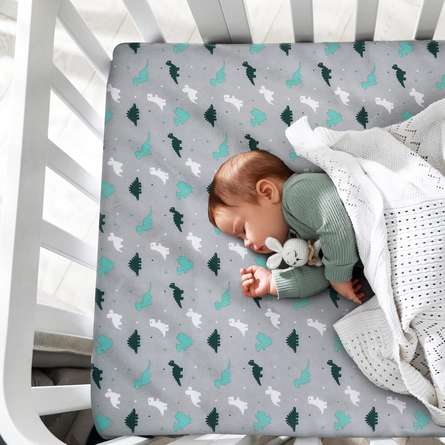 SPRINGSPIRIT Pack and Play Sheets, Pack n Play Sheets Ultra Soft, Mini Crib Sheets 2 Pack, Pack n Play Mattresses Sheets Compatible with Graco Pack n Play, Soft and Breathable, Grey