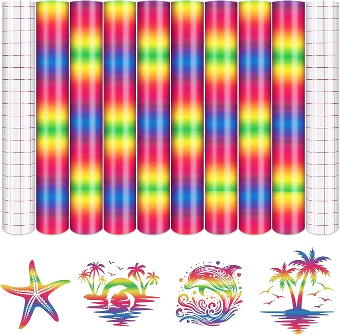 Tintnut Gradient Permanent Vinyl 8 Pcs12x10in Pink Blue Adhesive Vinyl |
