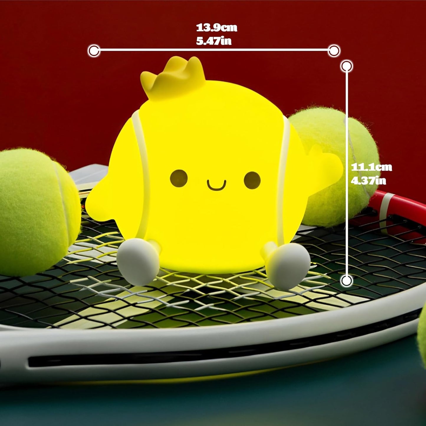 Tennis Nursery Night Light,LED Squishy Silicone Lamp,2 Levels Dimmable Bedroom Nightlight for Kids,Touch Light,Dorm Decor lamp,Baby Boys Girls Gifts (Tennis)
