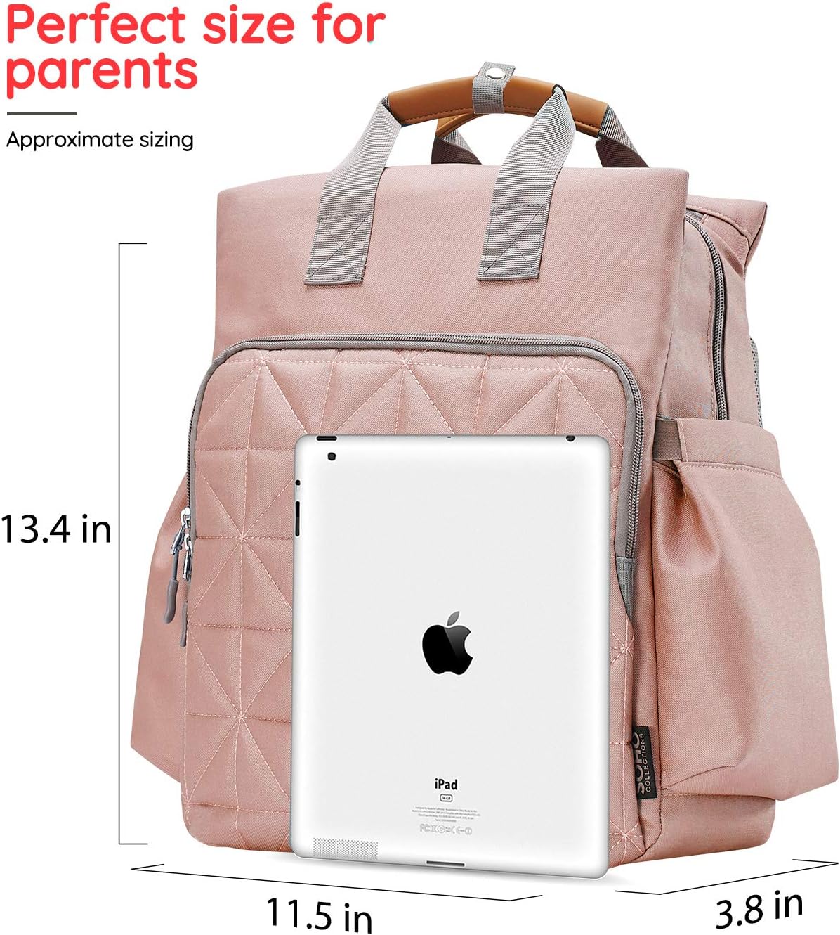 SoHo Kenneth Diaper Backpack 6Pc Set Tote Bag, Pink