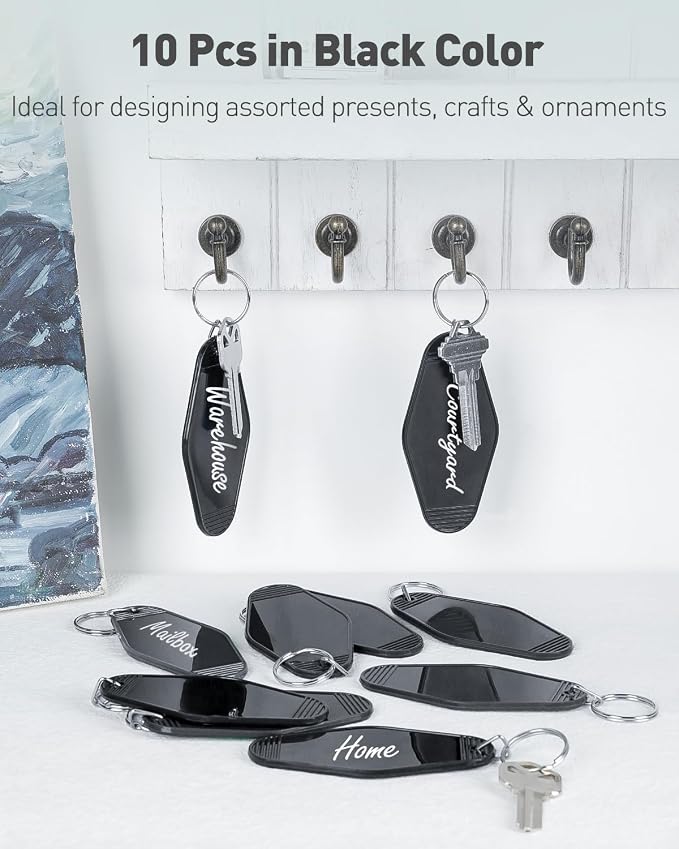 Uniclife 10 Pcs Blank Hotel Keychain Tags, Vintage Motel Keychain