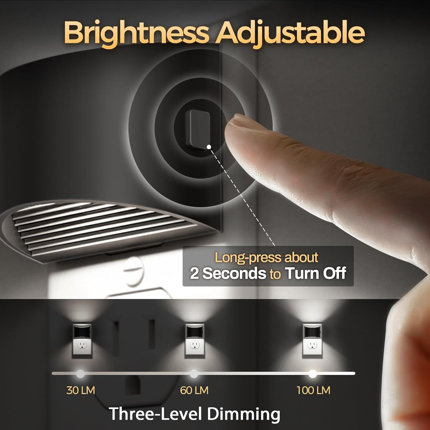 DORESshop LED Night Light[4 Pack], Night Lights Plug into Wall, 3 Level Brightness Adjustable Plug in Night Light, Dusk to Dawn Sensor, Nightlights for Adults, Bedroom, Bathroom, Hallway, 5000K