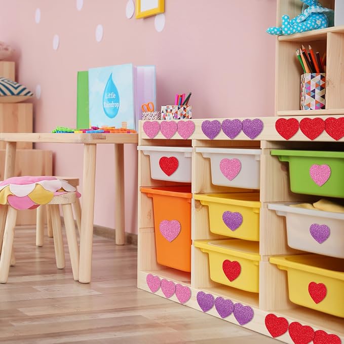 JarThenaAMCS 45Pcs Valentine's Day Glitter Heart Paper Cut-Outs