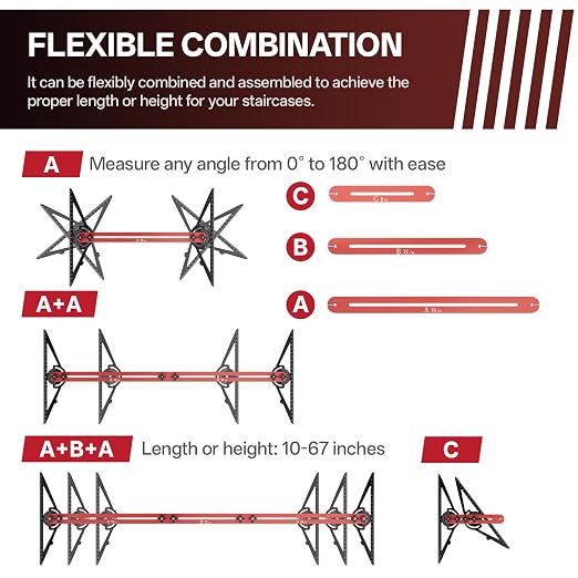 Stair Tread Template Tool, Precision Angle Length Depth Measuring Gauge Tool