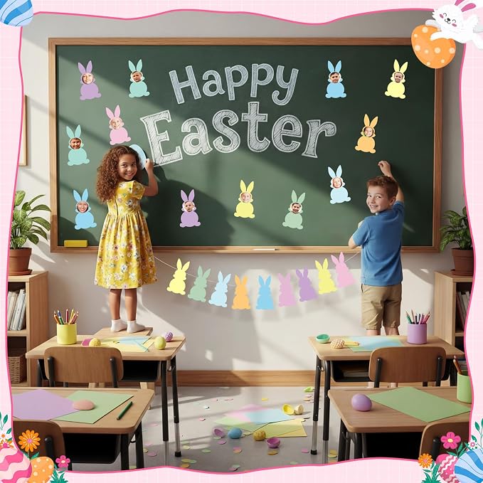 Funrous 80 Pcs Easter Bunny Cutouts Pastel Rabbit Shape Paper Cutouts Easter