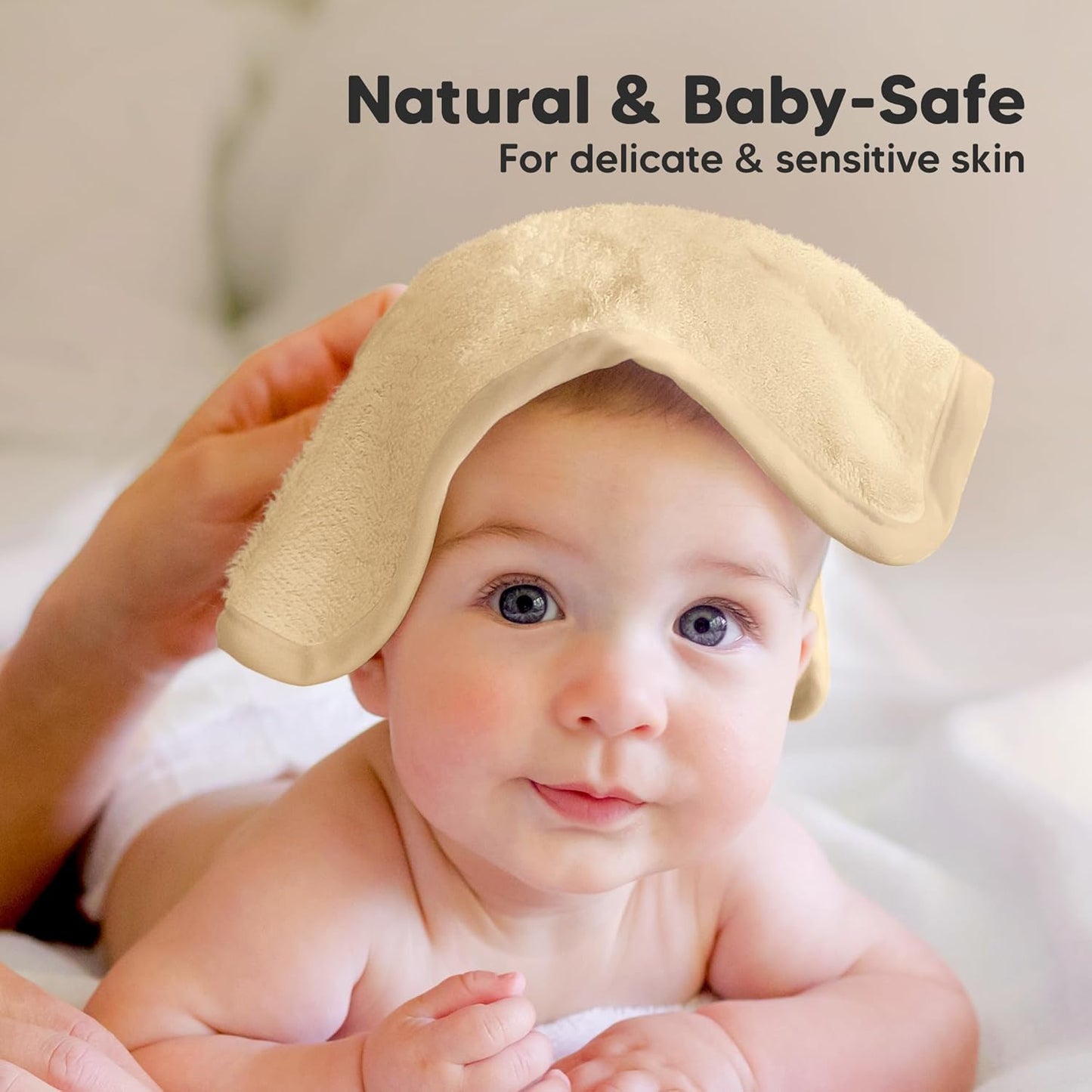 6-Pack Baby Washcloths - Soft Absorbent Viscose from Bamboo Wash Cloths for Babies, Kids, Toddlers, Infant, Newborn Bath Towels, Gentle on Sensitive Skin, 10x10 Reusable Face Towels (Khaki)