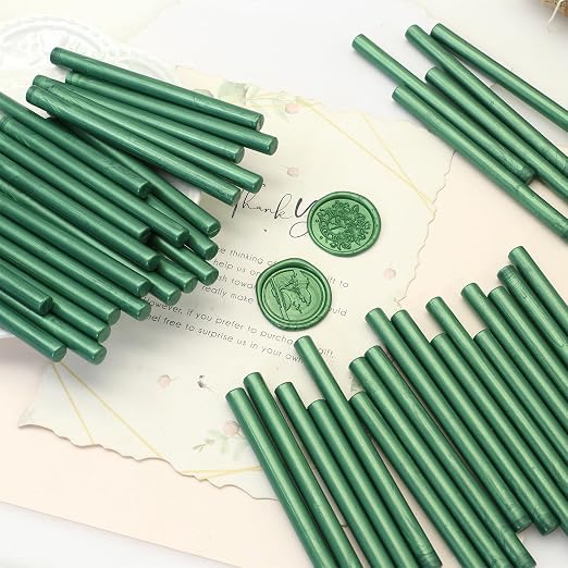 60pcs Wax Seal Sticks, Pine Green Sealing Wax Sticks, HOSEALING Glue Gun Wax