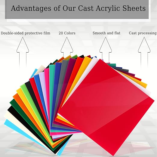 Adrattnay Acrylic Sheets 1/8" Thick, Opaque Colored Acrylic Panels