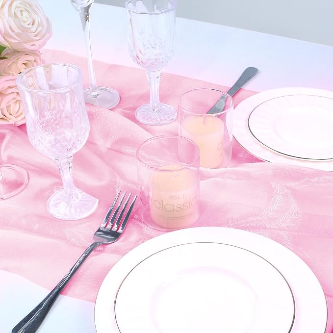 VACVELT Light Pink Sheer Organza Fabric by The Yard 60" Wide | Semi-Transparent
